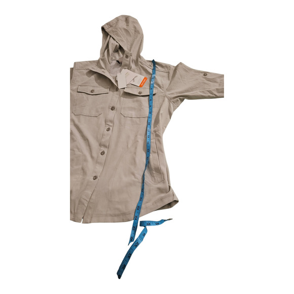 DK XS Long Sleeve Light Gray Button Up Hooded Jacket - Picture 8 of 9